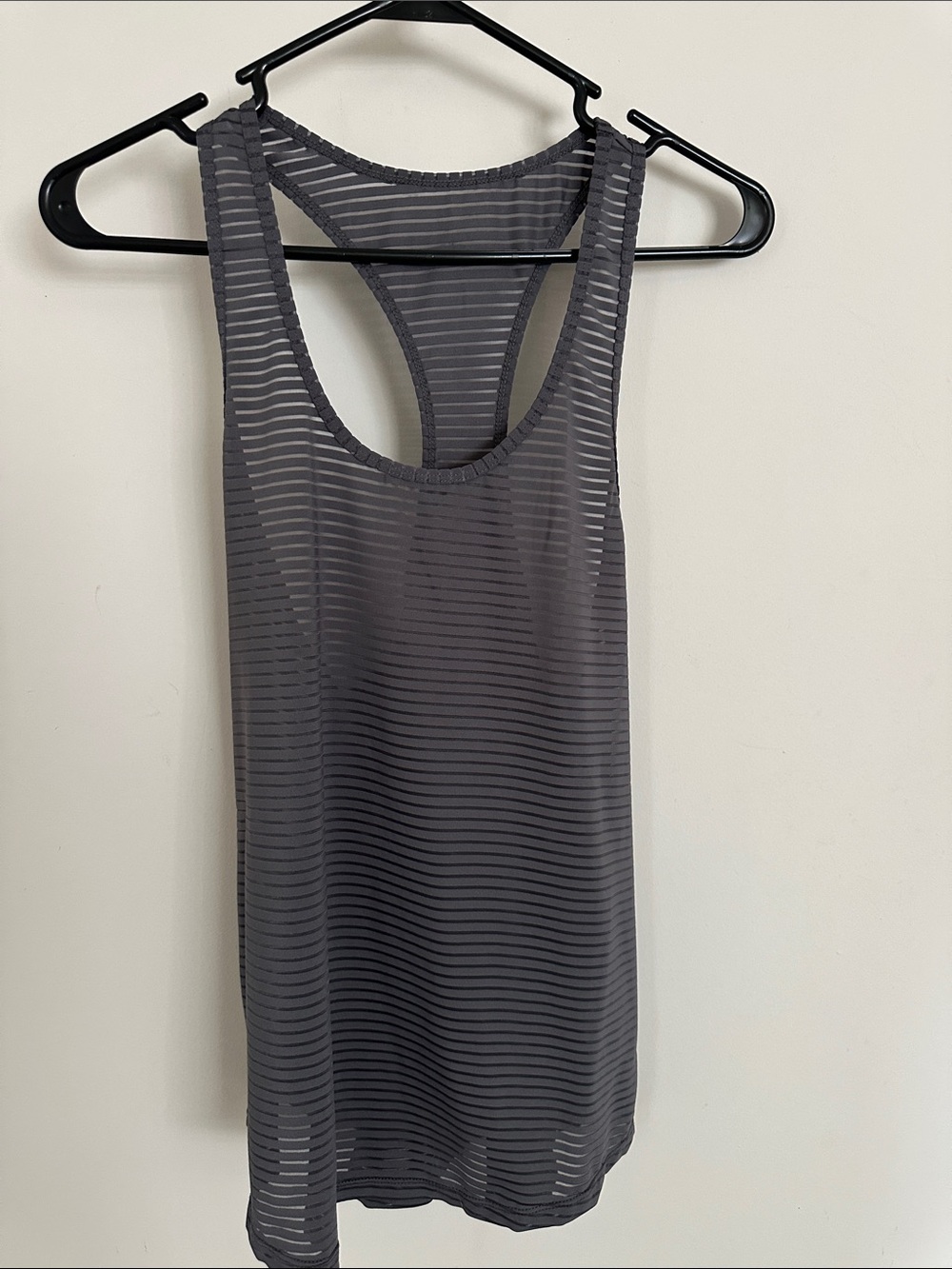Zyia Gray Sheer Striped Racerback Tank